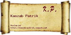 Kaszab Patrik névjegykártya